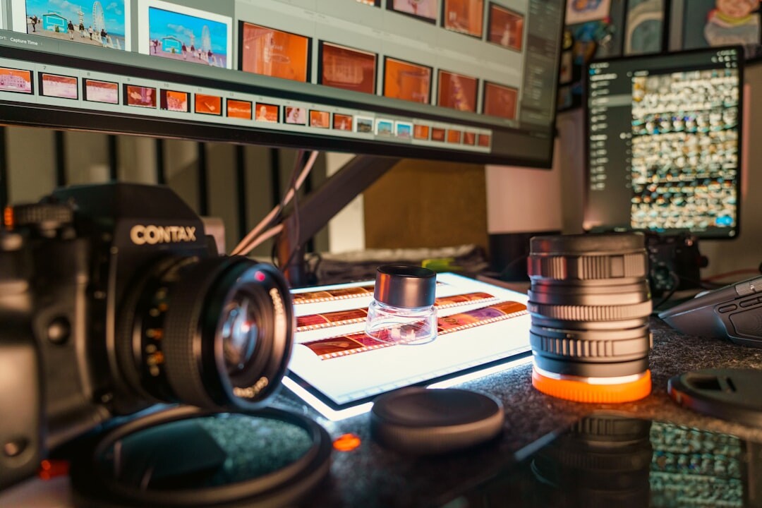 Video editor cutting a news capsule on a workstation